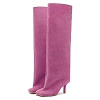 Algopix Similar Product 1 - Oakmoo Hot Pink Suede Knee High Boots