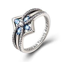 Algopix Similar Product 14 - YFN Cross Ring Vintage Tone Sterling