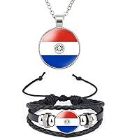 Algopix Similar Product 14 - QTAOEIONG Paraguay Flag Metal Necklace