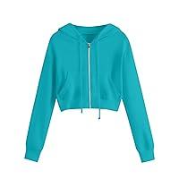 Algopix Similar Product 16 - Womens Crop Tops Zip Up Hoodies Teen