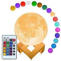 Algopix Similar Product 15 - Mydethun 16 Colors Moon Lamp LED 3D