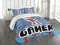 Algopix Similar Product 2 - Ambesonne Video Games Bedspread Red