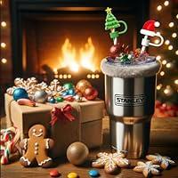 Christmas Straw Cover Cap 10mm Reusable Silicone Straw Topper Dustproof  Straw Decor Drinking Dust Cap for