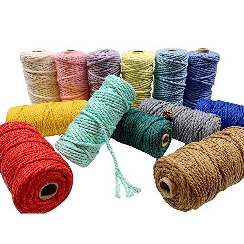 Macrame Cord 4mm x 109Yards (328Feet), Natural Cotton Macrame Rope - 4  Strands Twisted Macrame Cotton Cord for Wall Hanging, Plant Hangers,  Crafts