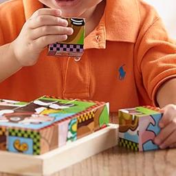 Wooden Cube Puzzle, Animal Puzzles for Kids