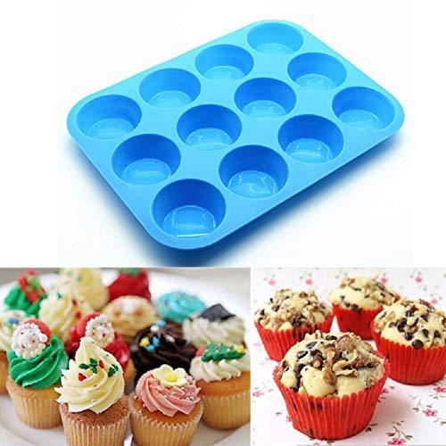 2pcs Silicone Muffin Pans for Baking 2 inch Deep - Muffin Pan Silicone Molds for Baking Tray Cupcake Molds for Baking Set - Silicone Mini Muffin Pan