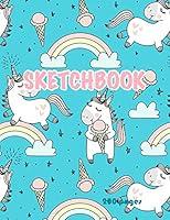 Algopix Similar Product 15 - Unicorn Sketchbook 200 pages Cute