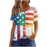 Algopix Similar Product 16 - American Flag Print Tops for Womens
