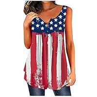 Algopix Similar Product 8 - Womens American Flag Sleeveless Shirts