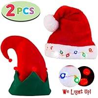 Algopix Similar Product 7 - Blinking Lightup Plush Red Santa Hat 