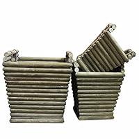 Algopix Similar Product 17 - Benjara Old Style Wooden PlantersSet