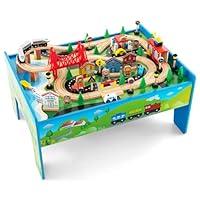 Algopix Similar Product 13 - INFANS Train Table 80 Pieces Wooden