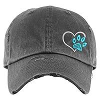 Algopix Similar Product 6 - Paw Print Hat with Heart  Distressed