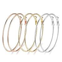 Algopix Similar Product 13 - 3 Pairs Big Hoop Earrings 60mm