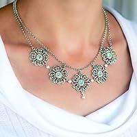 Algopix Similar Product 3 - Blue Floral Statement Necklace for 25