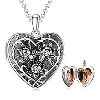 Algopix Similar Product 13 - Dorunmo Lotus Heart Locket Necklace