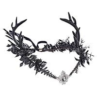 Algopix Similar Product 18 - MOSTORY Black Flower Antler Crown 