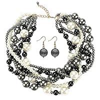 Algopix Similar Product 3 - JNF Multi Strand Pearl Necklace for
