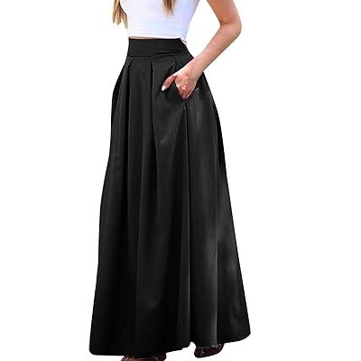  Womens Casual Satin Skirts Zipper High Waist Skirts