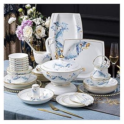 White Luxury Chinese Serving Plates Luxury Bone China Dinner Set