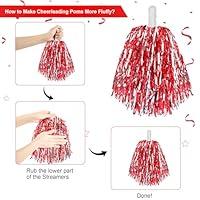 Red/Silver Metallic Cheer Pom With Baton Handle