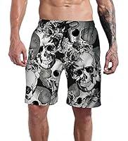 Algopix Similar Product 20 - Mens Skull Grey Swimming Trunks Funny