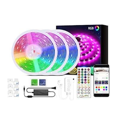  Lepro 50ft LED Strip Lights, Ultra-Long RGB 5050 LED Strips  with Remote Controller and Fixing Clips, Color Changing Tape Light with 12V  ETL Listed Adapter for Bedroom, Room, Kitchen, Bar(2 X