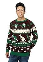 Algopix Similar Product 13 - Mens Holiday Dinosaur Ugly Christmas