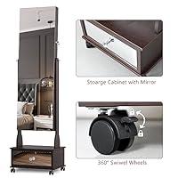 CHARMAID LED Mirror Jewelry Cabinet, Lockable Jewelry Armoire with  Adjustable Lighted Full Length Mirror, 3 Lighting Sets, Wall Mounted Door  Hanging