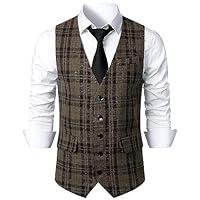 Algopix Similar Product 2 - Men Suit Vest Business Formal Plaid