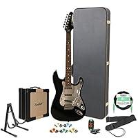 Algopix Similar Product 16 - Sawtooth Black Electric Guitar wChrome