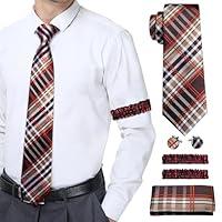 Algopix Similar Product 1 - BarryWang Man Tie Sets Silk Striped