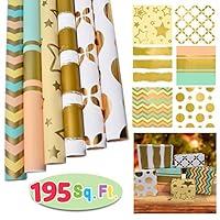 Algopix Similar Product 16 - 6 Rolls Gold Print Wrapping Paper 30