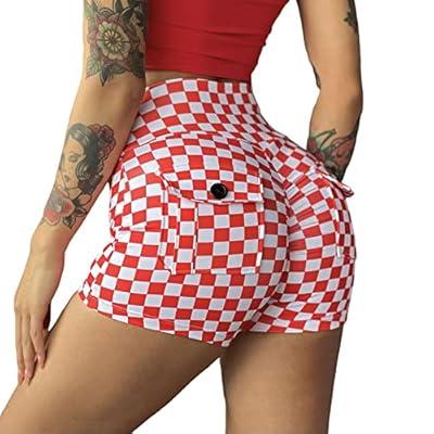 Women's Sexy Peach Butt Lifting Seamless Scrunch Short with Pocket