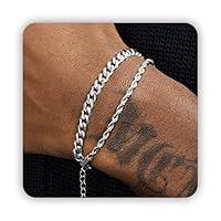 Algopix Similar Product 17 - Silver Cuban Link Chain Bracelet for