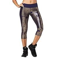 Algopix Similar Product 1 - Zumba Metallic Print Capri Leggings