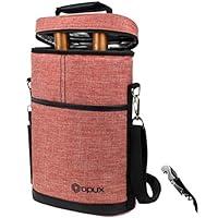 Algopix Similar Product 15 - OPUX 2 Bottle Wine Bag Tote Carrier 