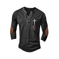 Algopix Similar Product 1 - MOGUI Mens Vintage Flag Cross Shirt