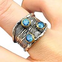 Algopix Similar Product 12 - Blue Topaz Silver Ring 925 Silver Men