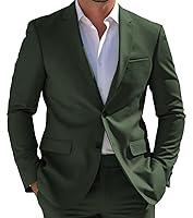 Algopix Similar Product 13 - Slim Fit Suits for Men Dark GreenMen 2