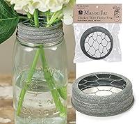 Algopix Similar Product 3 - Mason Jar Flower Frog Lid Barn Roof