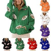 Algopix Similar Product 8 - Womens Sequin Football Graphic Hoodie