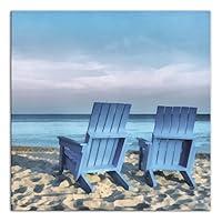 Algopix Similar Product 9 - Blue Beach Chairs 20x20 Canvas Wall Art