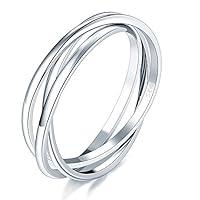 Algopix Similar Product 19 - BORUO 925 Sterling Silver Ring Triple