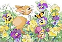 Algopix Similar Product 13 - Pansy Patch Bunny Counted Cross Stitch