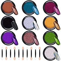 Algopix Similar Product 7 - Duufin 10 Jars Chrome Nail Powder