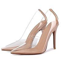 Algopix Similar Product 8 - SHEMEE Womens Clear Stiletto High