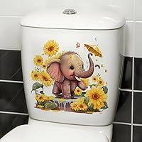 Algopix Similar Product 19 - Elephant Sunflower Toilet Cover Sticker