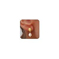 Algopix Similar Product 6 - Pearl Earrings for Women Gold Hoop