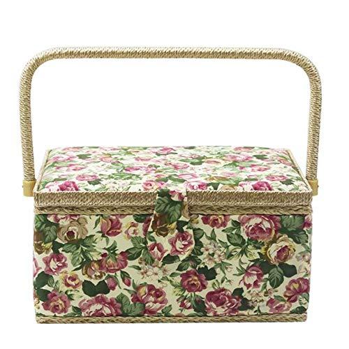 Fabric Sewing Basket for Girls Woomen Beginners, Vintage Sewing Basket  Small Sewing Basket Sewing Box Organizer with Flower Pattern for Sewing Kit